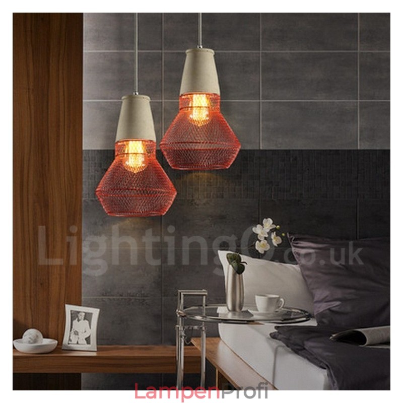 1-flammige rustikale Lodge-Pendelleuchte aus Metallbeton