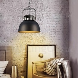 Schwarze Pendelleuchte aus Metall im Vintage-Stil im Landhausstil