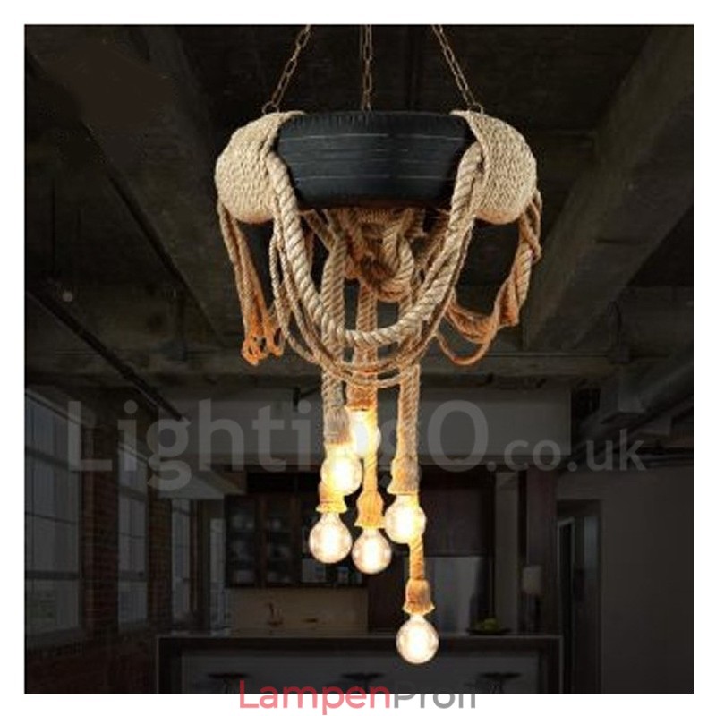 Country Vintage Pendelleuchte mit 6 Lichtern