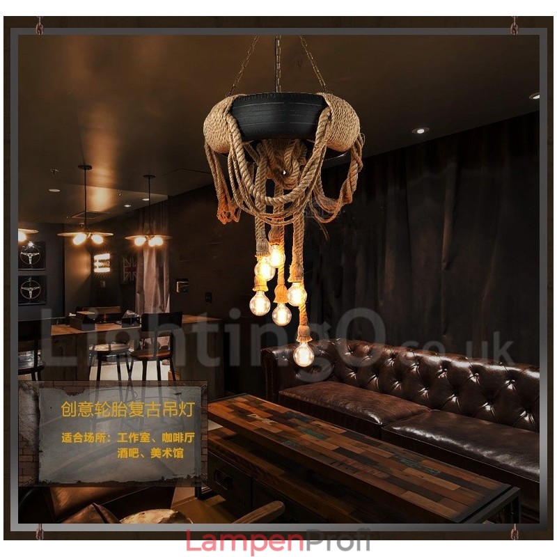 Country Vintage Pendelleuchte mit 6 Lichtern