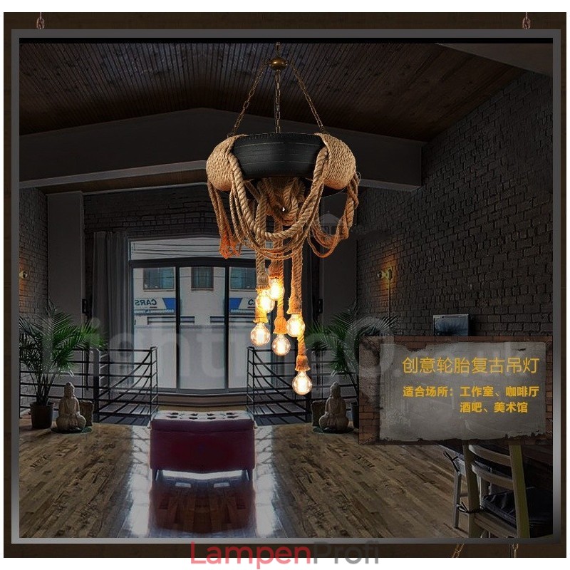 Country Vintage Pendelleuchte mit 6 Lichtern