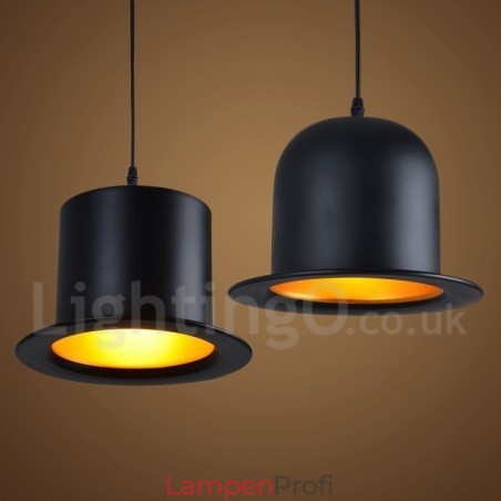 Schwarzes Metall Hutform 1 Licht Retro Vintage Pendelleuchte Schwarzes Metall Hutform 1 Licht Retro Vintage Pendelleuchte
