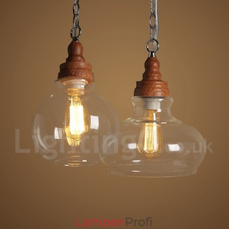 Retro Vintage Pendelleuchte mit Glasschirm Lampe