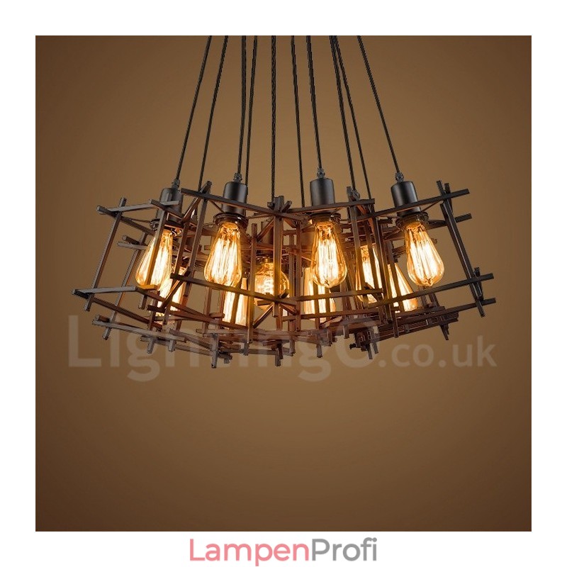 Retro-Vintage-Pendelleuchte aus Metall (mehrere Schirme mit einem festen Pendel) (Bitte wählen Sie unten die Anzahl der Schirme aus)