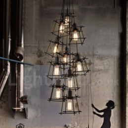 Retro-Vintage-Pendelleuchte aus Metall (mehrere Schirme mit einem festen Pendel) (Bitte wählen Sie unten die Anzahl der Schirme aus)