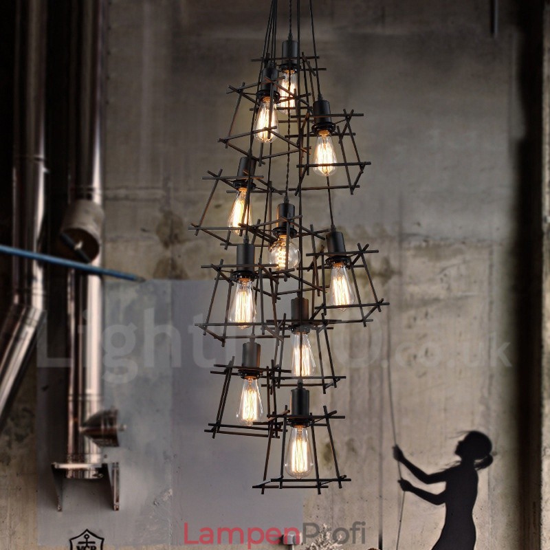 Retro-Vintage-Pendelleuchte aus Metall (mehrere Schirme mit einem festen Pendel) (Bitte wählen Sie unten die Anzahl der Schirme aus)