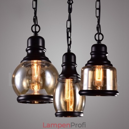 Retro Vintage Pendelleuchte mit Glasschirm Lampe