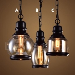 Retro Vintage Pendelleuchte mit Glasschirm Lampe