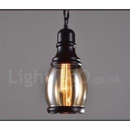 Retro Vintage Pendelleuchte mit Glasschirm Lampe