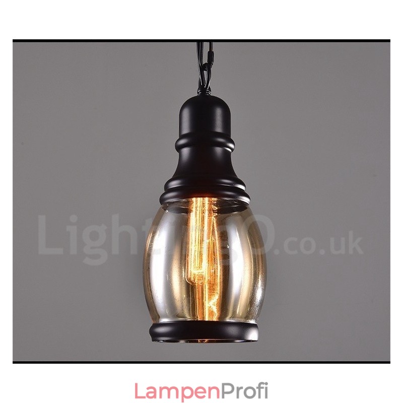 Retro Vintage Pendelleuchte mit Glasschirm Lampe