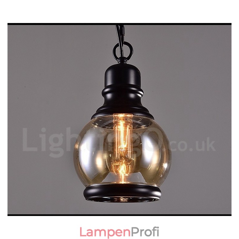 Retro Vintage Pendelleuchte mit Glasschirm Lampe