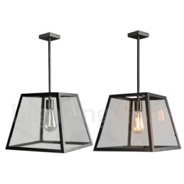 Vintage Pendelleuchte aus Metall mit Glasschirm