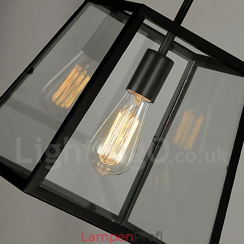 Vintage Pendelleuchte aus Metall mit Glasschirm