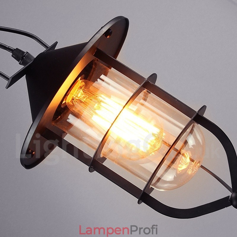 Vintage Pendelleuchte aus Metall mit Glasschirm