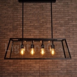 Rustikale Lodge Vintage-Pendelleuchte aus Metall mit Glasschirm