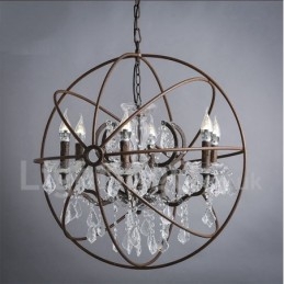 Durchmesser 60CM 80CM Vintage Kristall Malerei Metall Kronleuchter Rostige Farbe Pendelleuchte