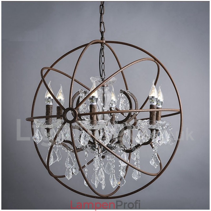 Durchmesser 60CM 80CM Vintage Kristall Malerei Metall Kronleuchter Rostige Farbe Pendelleuchte