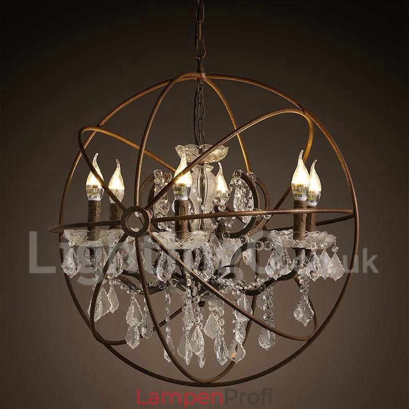 Durchmesser 60CM 80CM Vintage Kristall Malerei Metall Kronleuchter Rostige Farbe Pendelleuchte