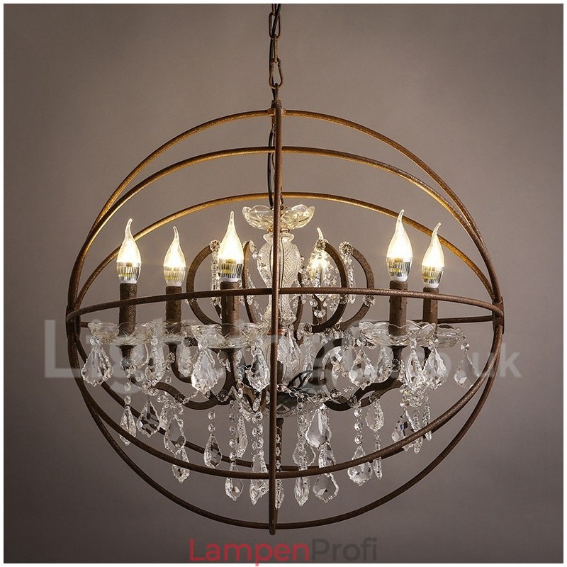 Durchmesser 60CM 80CM Vintage Kristall Malerei Metall Kronleuchter Rostige Farbe Pendelleuchte