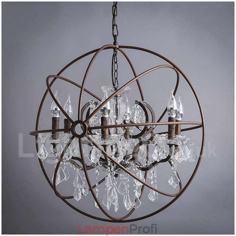 Durchmesser 60CM 80CM Vintage Kristall Malerei Metall Kronleuchter Rostige Farbe Pendelleuchte