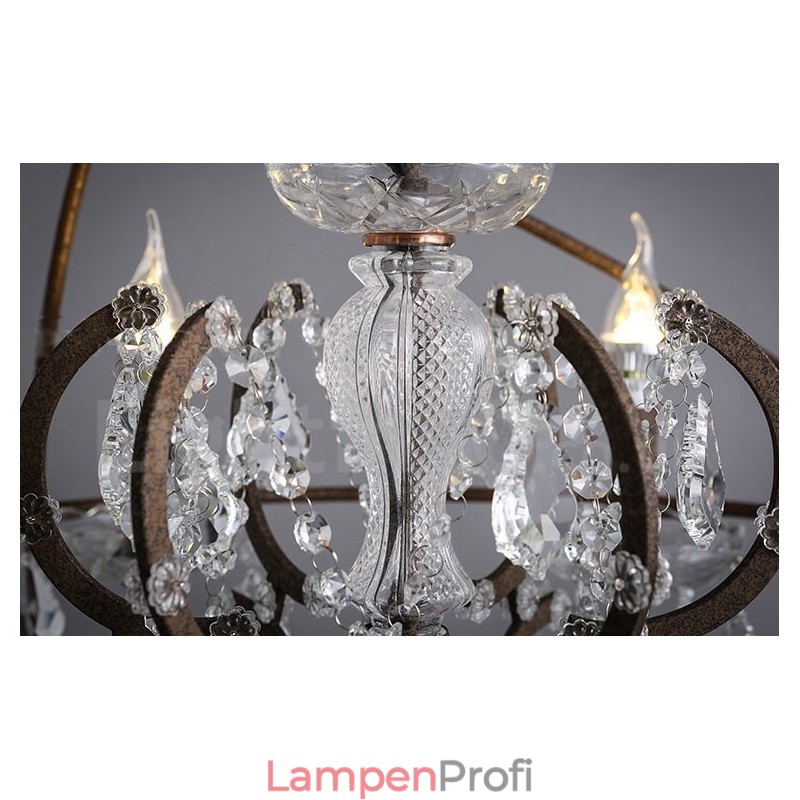 Durchmesser 60CM 80CM Vintage Kristall Malerei Metall Kronleuchter Rostige Farbe Pendelleuchte