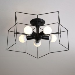 Rustikaler integrierter Kronleuchter mit 5 Lichtern im Lodge-Stil