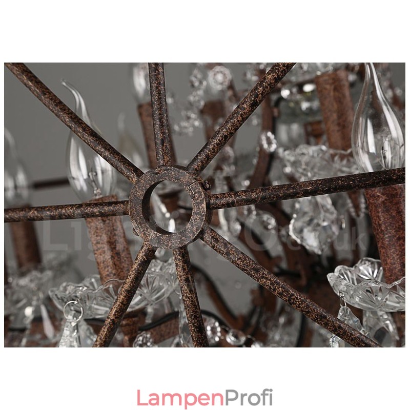 Durchmesser 60CM 80CM Vintage Kristall Malerei Metall Kronleuchter Rostige Farbe Pendelleuchte