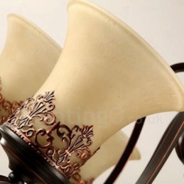 Rustikaler, integrierter Kronleuchter aus Metall mit 5 Lichtern im Lodge-Stil