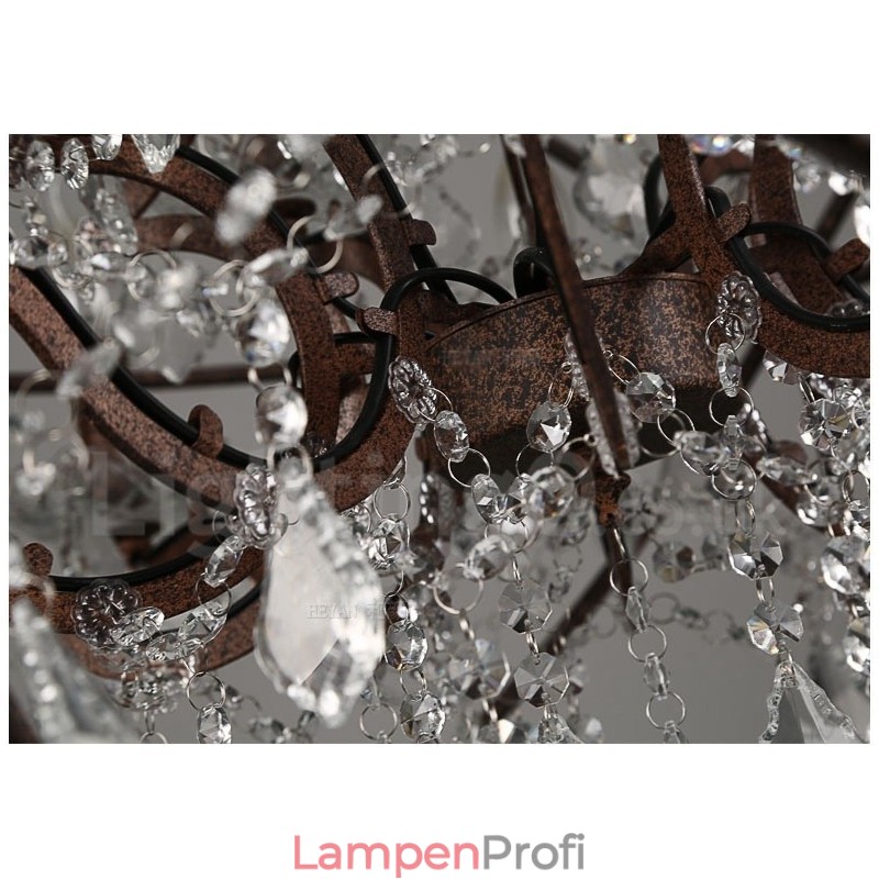 Durchmesser 60CM 80CM Vintage Kristall Malerei Metall Kronleuchter Rostige Farbe Pendelleuchte