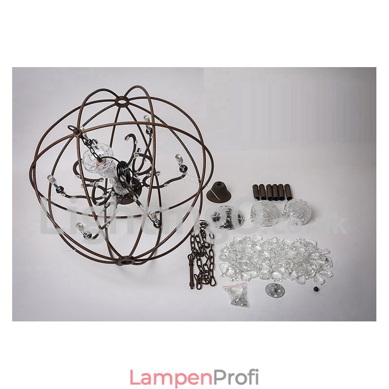 Durchmesser 60CM 80CM Vintage Kristall Malerei Metall Kronleuchter Rostige Farbe Pendelleuchte