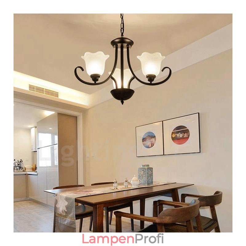 Rustikaler, integrierter Kronleuchter aus Metall mit 3 Lichtern im Lodge-Stil