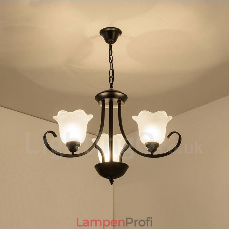 Rustikaler, integrierter Kronleuchter aus Metall mit 3 Lichtern im Lodge-Stil