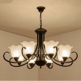 Rustikaler, integrierter Kronleuchter aus Metall mit 8 Lichtern im Lodge-Stil