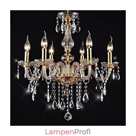 Kronleuchter 6 Lichter Golden Vintage in Kristall Funktion Kronleuchter 6 Lichter Golden Vintage in Kristall Funktion