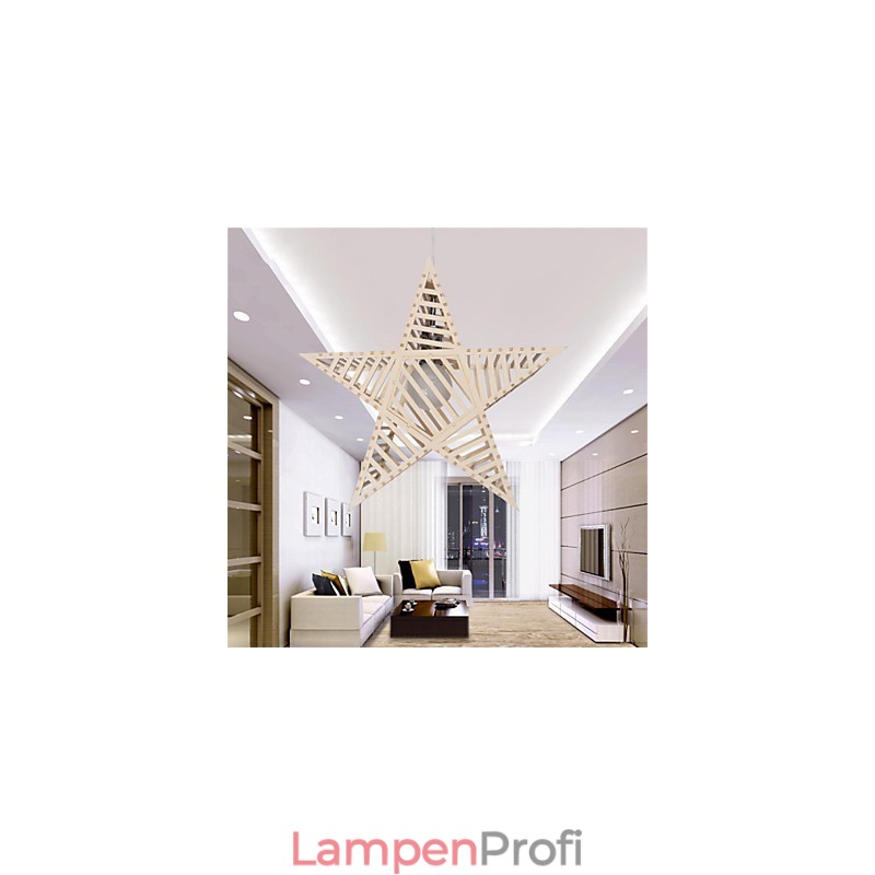 Vintage Fünfzackiger Stern Holz Kronleuchter