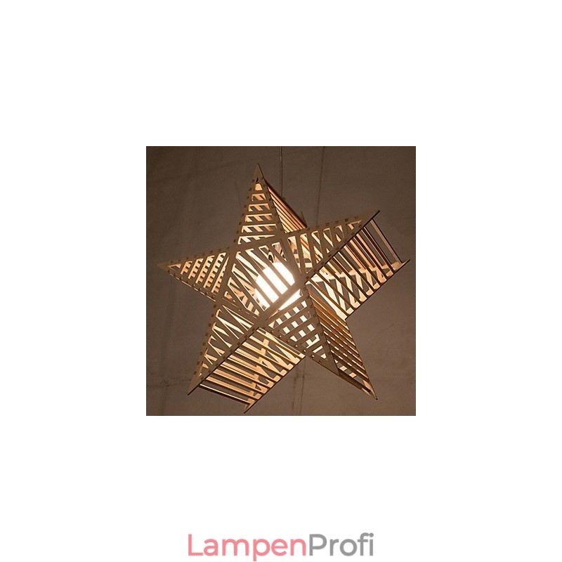 Vintage Fünfzackiger Stern Holz Kronleuchter