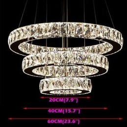 Pendelleuchte Moderne Beleuchtung Warmweiß Drei Ringe D204060 Transparent K9 Große Kristall Deckenleuchten