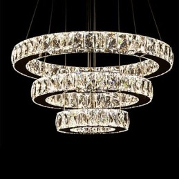Pendelleuchte Moderne Beleuchtung Warmweiß Drei Ringe D204060 Transparent K9 Große Kristall Deckenleuchten