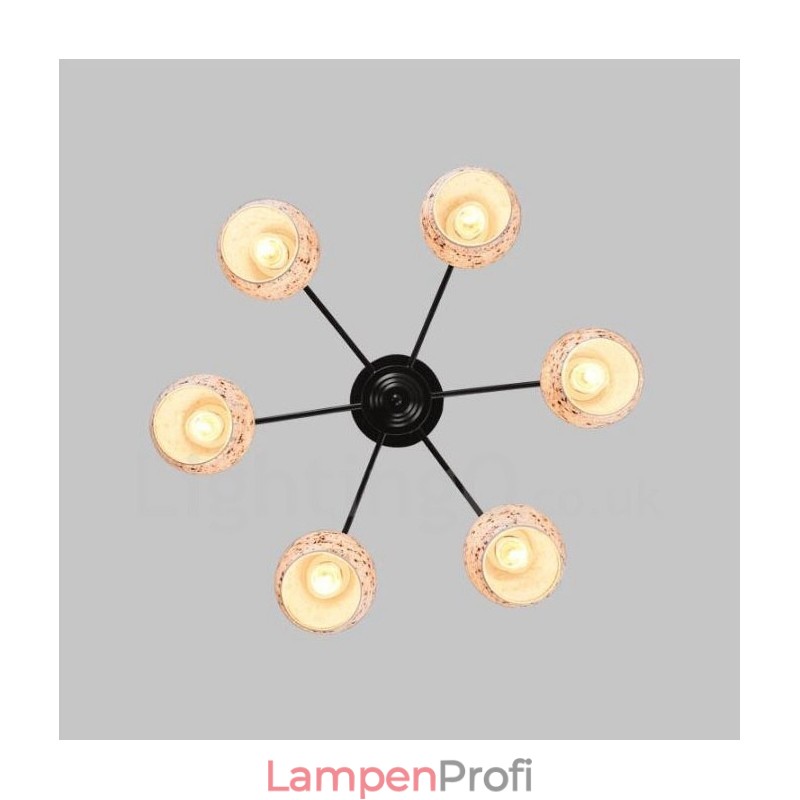 Integrierter Kronleuchter im mediterranen Stil mit 6 Lichtern und Glasschirm