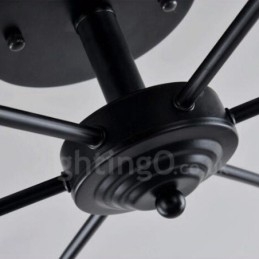 Integrierter Kronleuchter im mediterranen Stil mit 6 Lichtern und Glasschirm