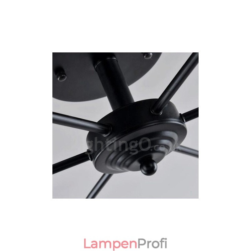 Integrierter Kronleuchter im mediterranen Stil mit 6 Lichtern und Glasschirm