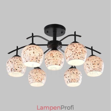Integrierter Kronleuchter im mediterranen Stil mit 7 Lichtern und Glasschirm Integrierter Kronleuchter im mediterranen Stil mit 7 Lichtern und Glasschirm