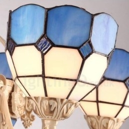 Integrierter Kronleuchter aus Metall im mediterranen Stil mit 11 Lichtern und Glasschirm