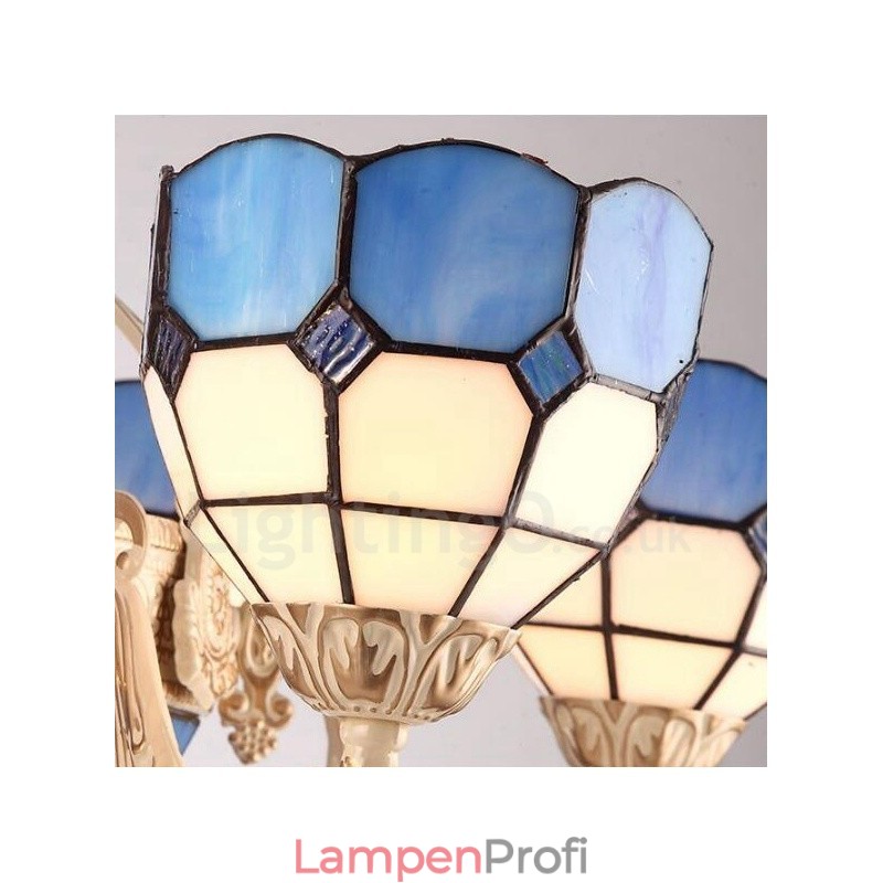 Integrierter Kronleuchter aus Metall im mediterranen Stil mit 11 Lichtern und Glasschirm