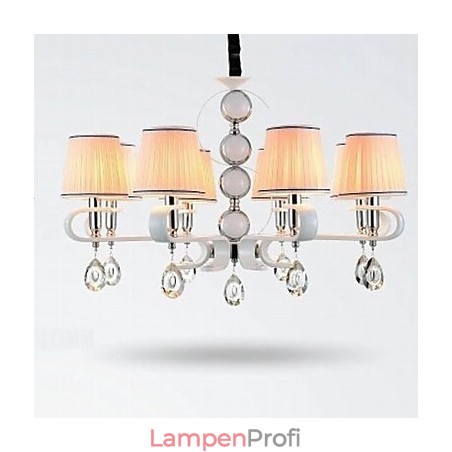 Stoff Kronleuchter 8 Licht High Grade Lampe Weiß Jade Silber Ring Stoff Kronleuchter 8 Licht High Grade Lampe Weiß Jade Silber Ring