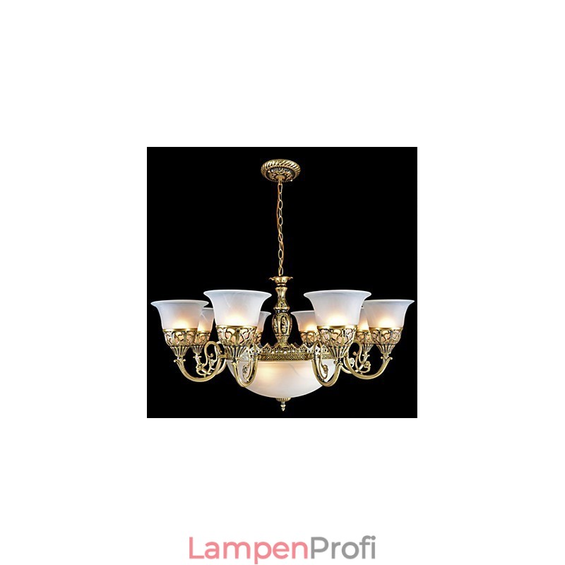 Bronze Kronleuchter Elf Lichter Moire Glas Europäischen Retro