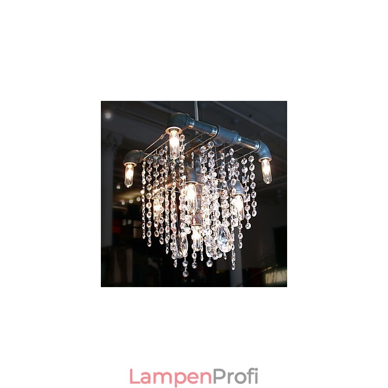 Charakteristischer Kronleuchter aus Kristallglas mit 9 Lichtern im nordamerikanischen Stil im Rohrdesign