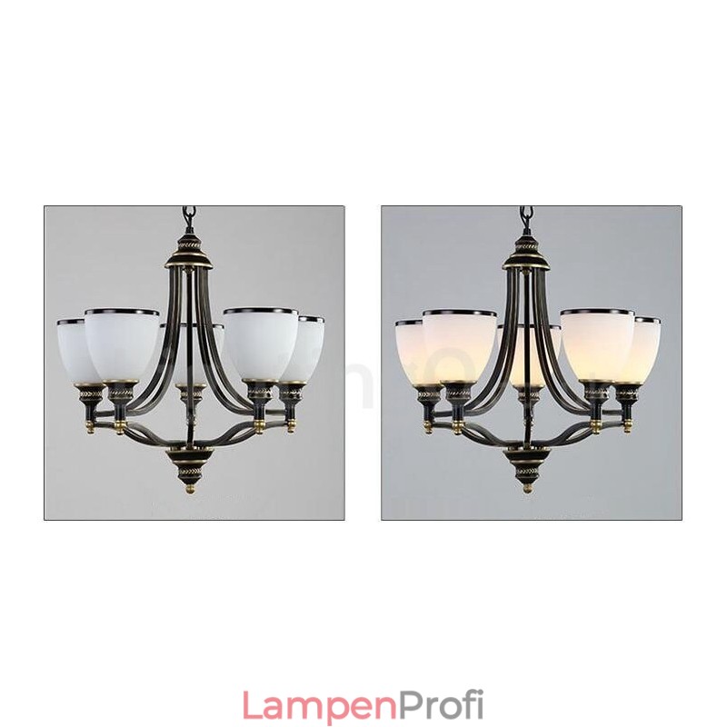 Rustikaler, integrierter Kronleuchter aus Metall mit 5 Lichtern im Lodge-Stil