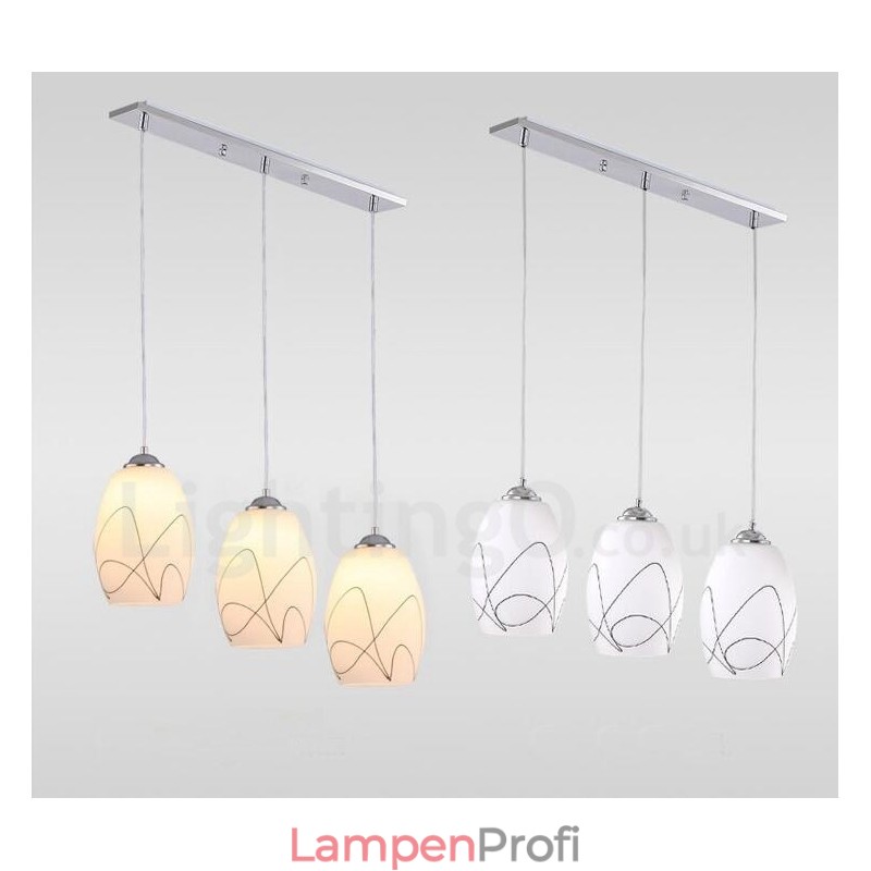 3-flammige, moderne, integrierte Pendelleuchte aus Metall