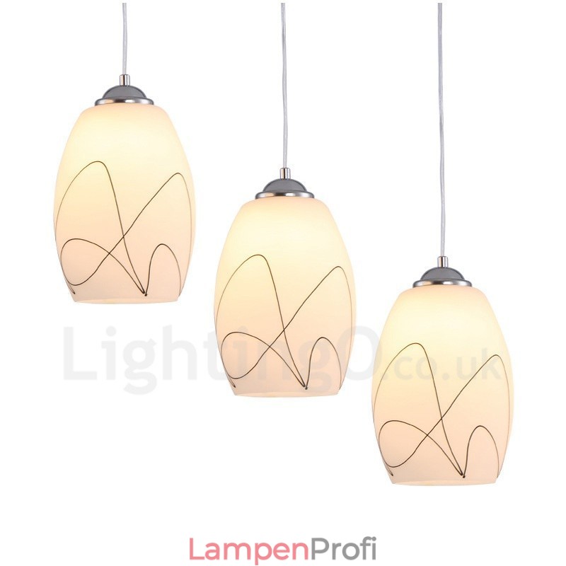 3-flammige, moderne, integrierte Pendelleuchte aus Metall